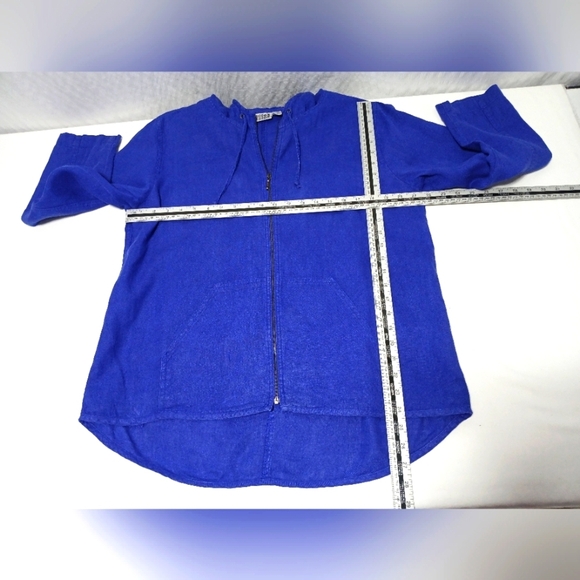 CHICO'S DESIGN 100% Linen Hooded Full Zip Jacket. Size 1(M) - Picture 3 of 7